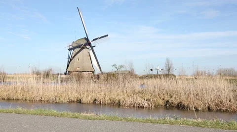 Windmill in Kinderdijk Stock Footage 54681587