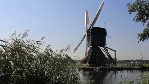 Windmill at Kinderdijk, Netherlands Stock Footage 77213085