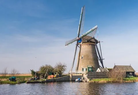 Windmill in Kinderdijk Netherlands Stock Photos