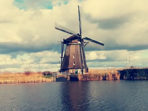 Windmill of kinderdijk , netherlands Stock Photos