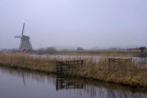 Windmill in Kinderdijk Stock Photos