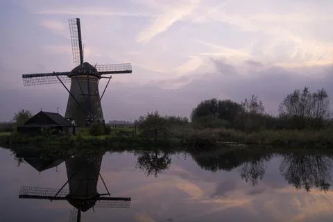 Windmill in Kinderdijk Foto stock