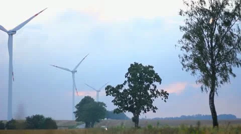 Windmill Landscape 1 Stock Footage 12019239