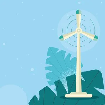 Windmill in leafs Stock Illustration