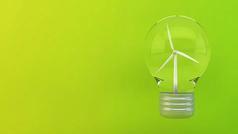Windmill on lightbulb eco concept Stock Illustration