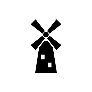 Windmill line icon Stock Illustration