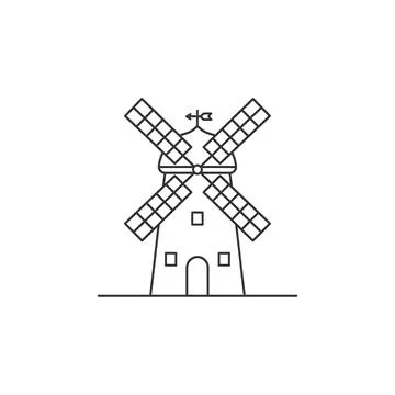 Windmill Line Icon Stock Illustration