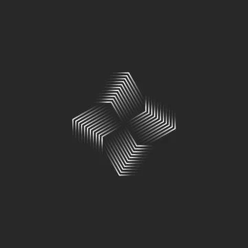 Windmill logo creative 3d infinity shape black and white thin lines, cyber si Stock Illustration