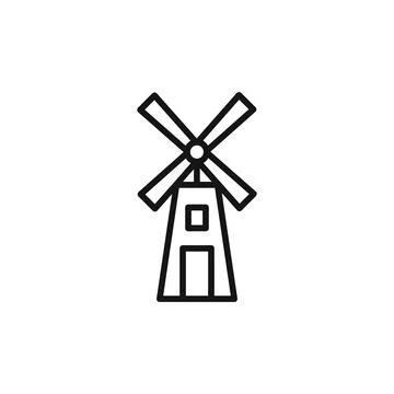 Windmill logo sign vector outline Stock Illustration