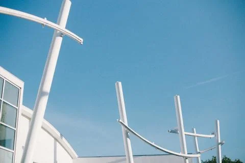 Windmill Looking Building Design Moden Art Commercial Real Estate Film Stock Photos