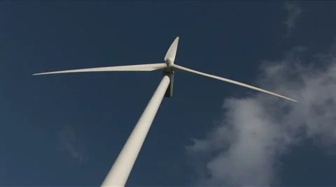 Windmill low angle shot with a flock of cumulus cloud Stock Footage 5700994