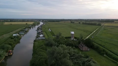 Windmill Low to High Rotating Shot Stock Footage 262052018