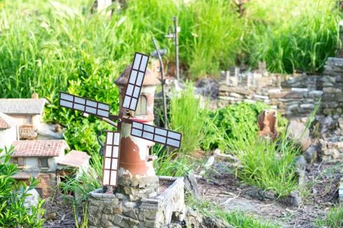 Windmill in the meadow Stock Photos
