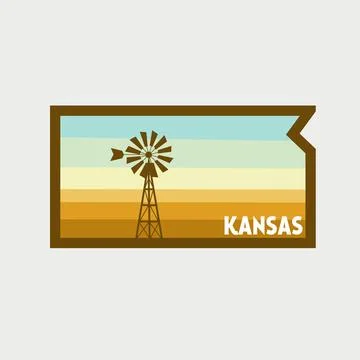 Windmill in the Middle of Wheat Field Stock Illustration