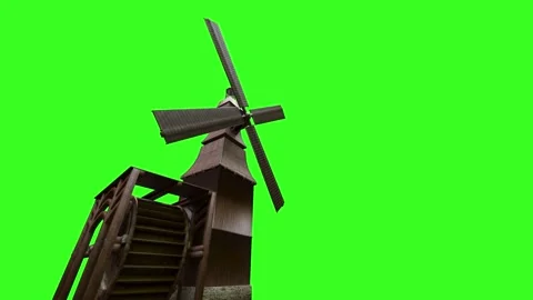 Windmill, mill on green background loop render 3d Video stock 276421620