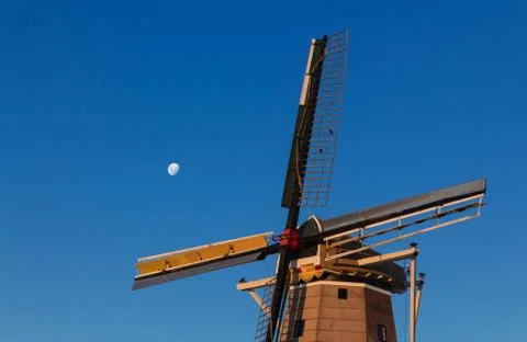 Windmill moon Stock Photos