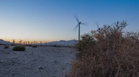 Windmill Motion Timelapse at Sunset Stock Footage 61063478