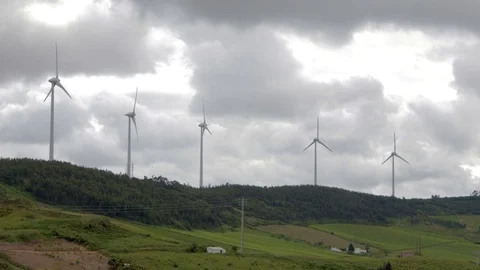 Windmill in a Mountain Stock Footage 92767421
