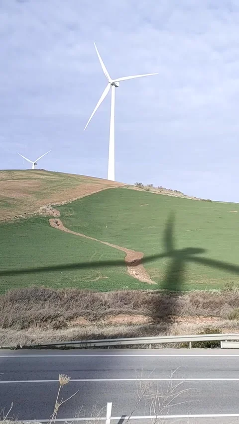 Windmill on a mountain, renewable energy, wind Stock Footage 234736288