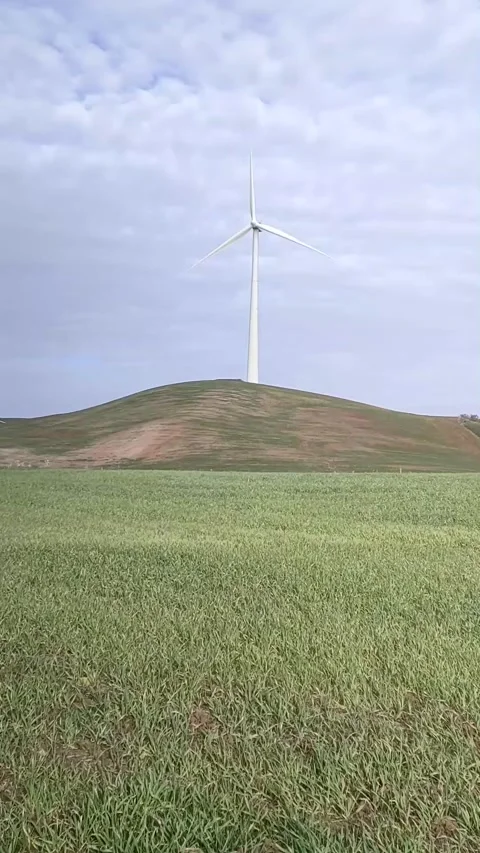 Windmill on a mountain, renewable energy, wind Stock Footage 234736374
