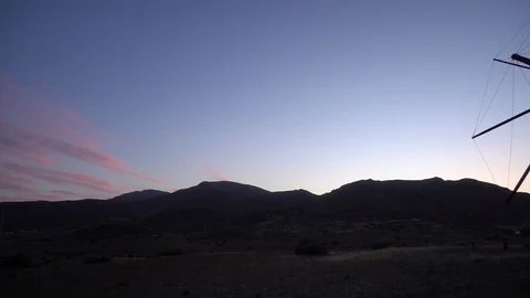 Windmill on the mountain at sunset, Almeria Stock Footage 90783370