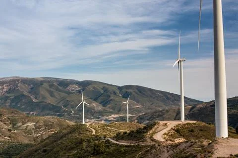 Windmill in mountains Stock Photos