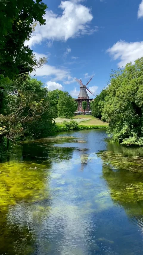 Windmill, Muhle am Wall in Bremen, Germany. Video stock 340764537