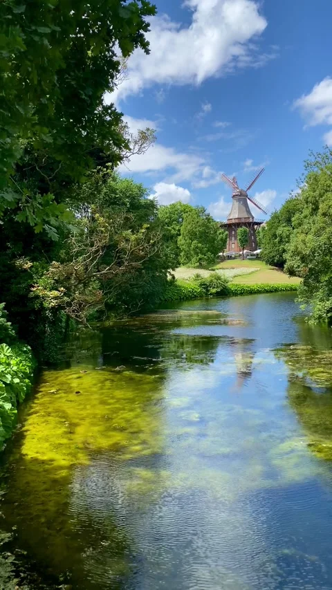 Windmill, Muhle am Wall in Bremen, Germany. Video stock 340764543