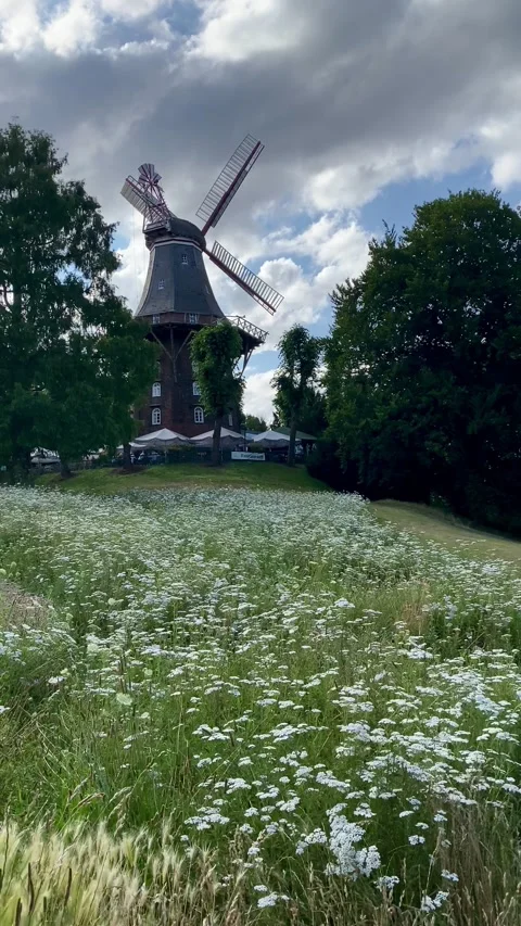 Windmill, Muhle am Wall in Bremen, Germany. High quality 4k footage. Video stock 342002130