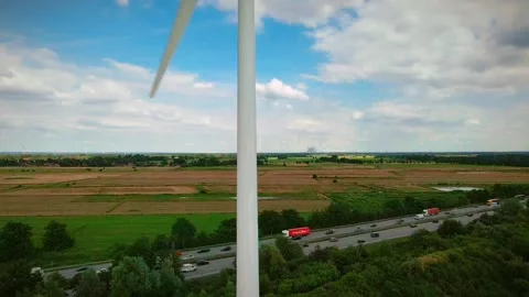 Windmill near the Autobahn Stock Footage 135422713