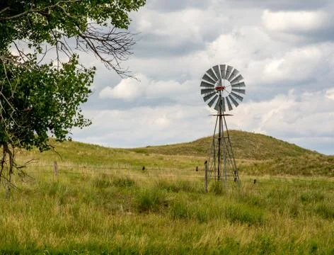 Windmill in Nebraska Sandhills Stock Photos