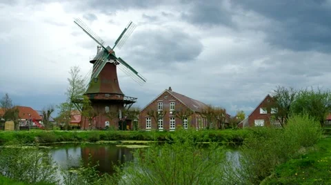 Windmill Nesse in Germany Stock Footage 53778322