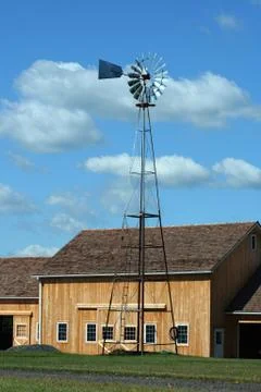 Windmill with new barn Stock Photos