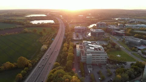 Windmill next to  the Motorway Stock Footage 113450894