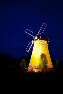 Windmill at night Stock Photos
