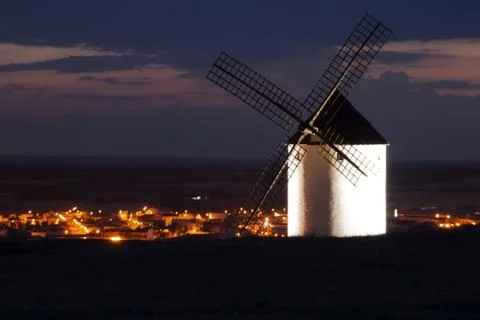 Windmill At Night Stock Photos