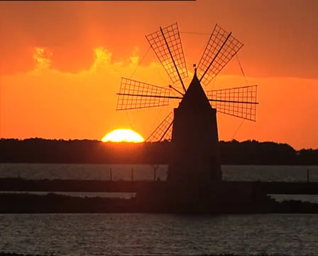 WINDMILL at nightfall Video stock 24718447