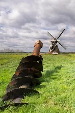 Windmill the Noordermolen Stock Photos