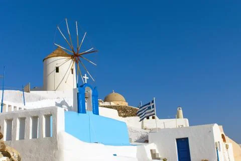 Windmill in Oia Stock Photos