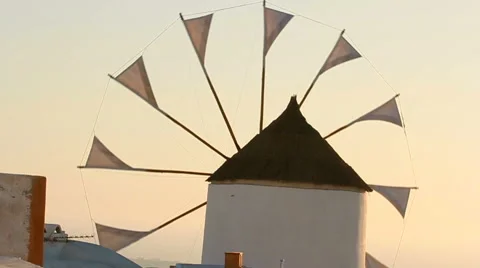 Windmill in Oia, Santorini Stock Footage 54424664