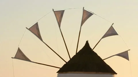 Windmill in Oia, Santorini Stock Footage 54424681