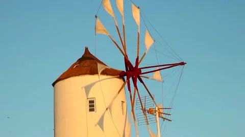 Windmill in Oia, Santorini Stock Footage 54424738