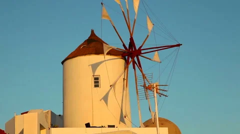 Windmill in Oia, Santorini Stock Footage 54424758