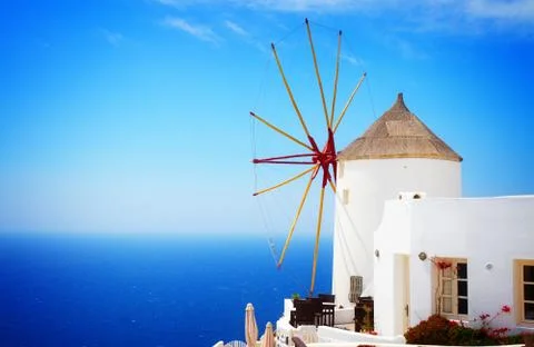 Windmill of Oia, Santorini Stock Photos