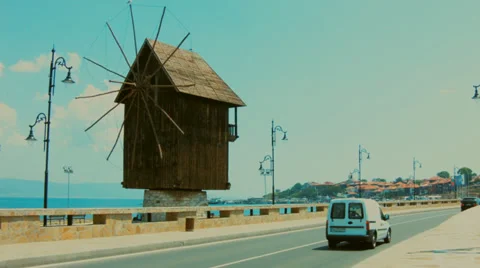 Windmill in old Nesebar Stock Footage 39002426