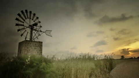 Windmill old school timelapse  Stock Footage 4682078
