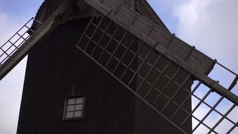 Windmill. Old wooden mill. Close-up. Video stock 192650672