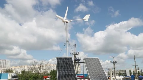 A windmill or also a wind turbine in a wind farm Video stock 202896160
