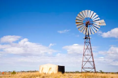 Windmill in outback australia Stock Photos