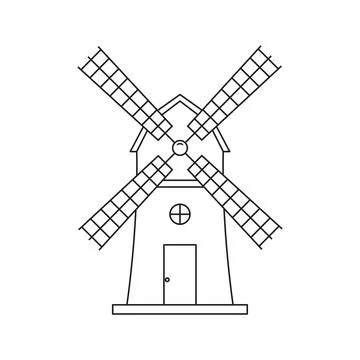Windmill Outline Vector Illustration Stock Illustration